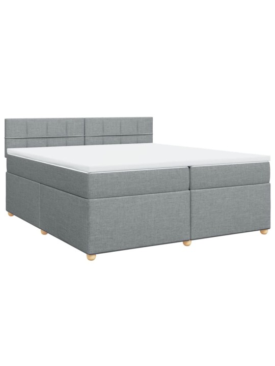Box spring postel s matrací světle šedá 200 x 200 cm textil