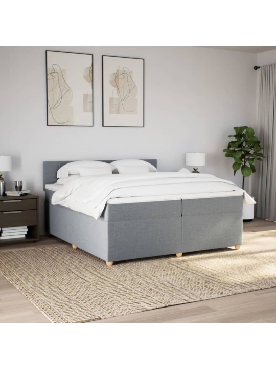 Box spring postel s matrací světle šedá 200 x 200 cm textil