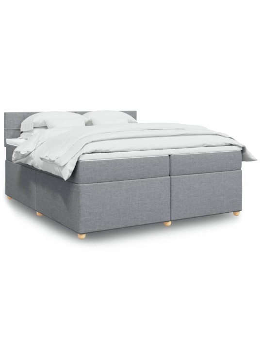 Box spring postel s matrací světle šedá 200 x 200 cm textil