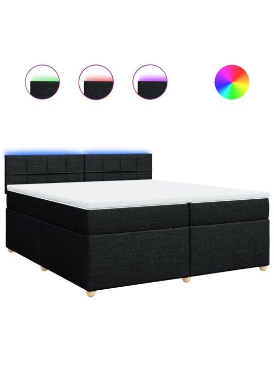 Box spring postel s matrací černá 200x200 cm textil