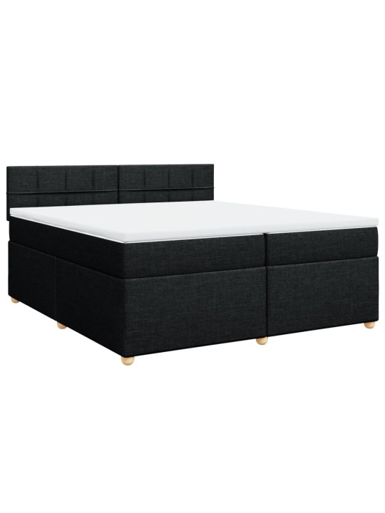 Box spring postel s matrací černá 200x200 cm textil