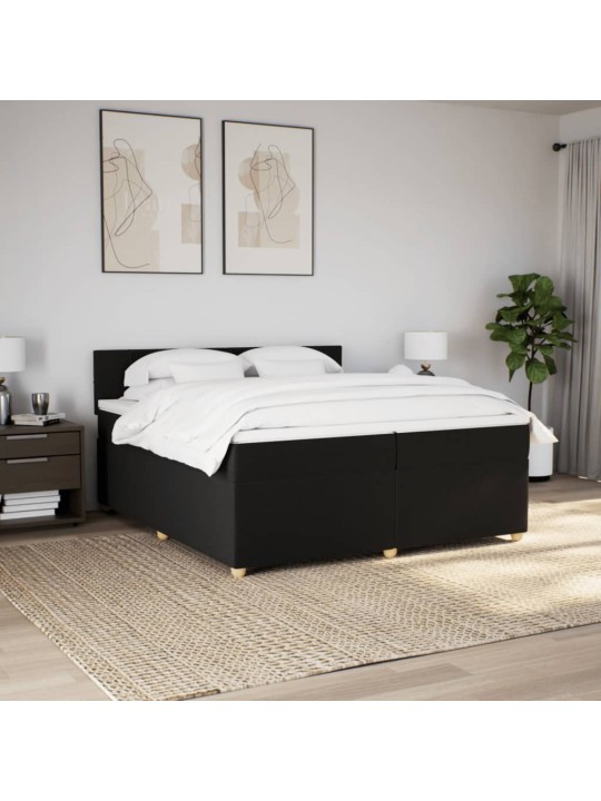 Box spring postel s matrací černá 200x200 cm textil