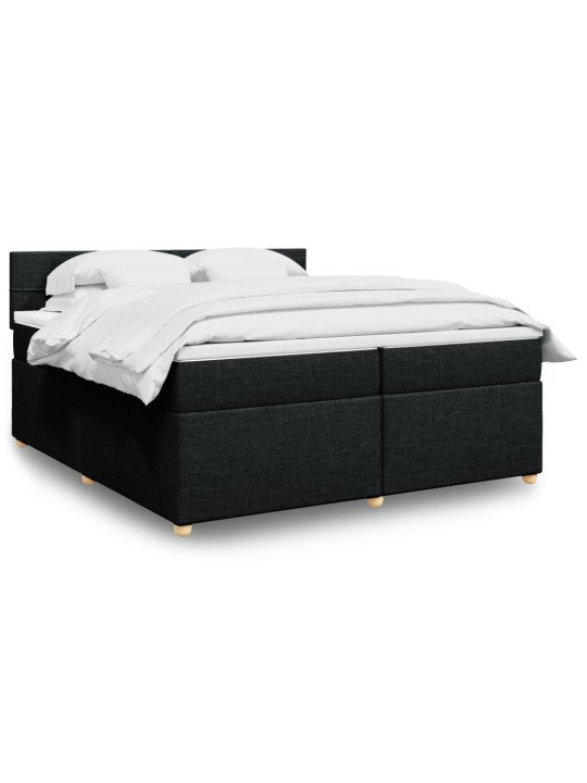 Box spring postel s matrací černá 200x200 cm textil