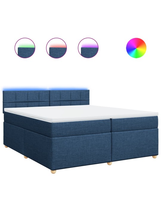 Box spring postel s matrací modrá 200x200 cm textil