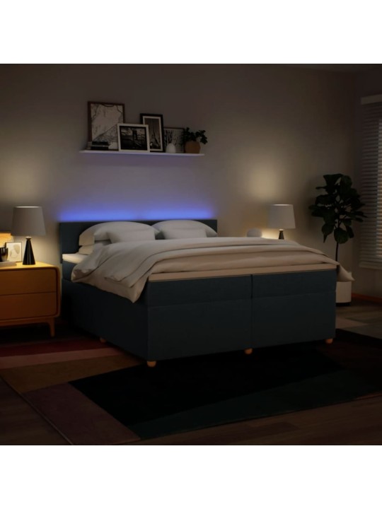Box spring postel s matrací modrá 200x200 cm textil