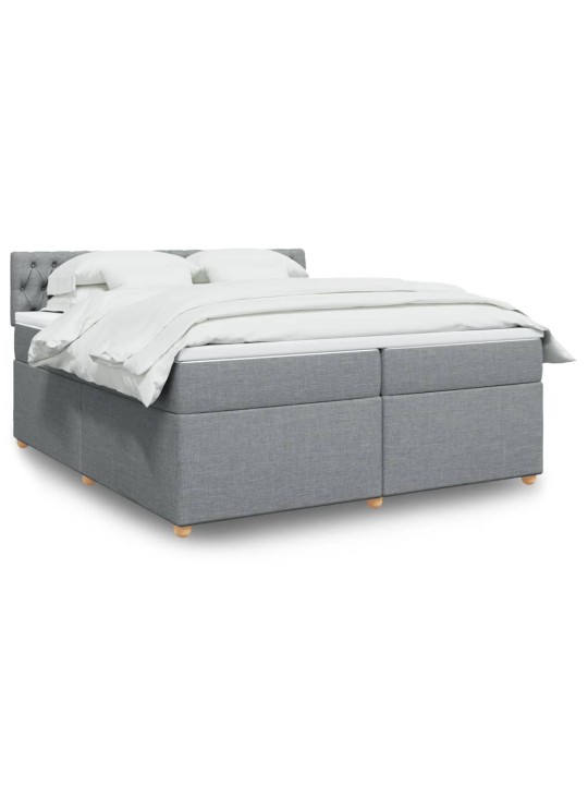 Box spring postel s matrací světle šedá 200 x 200 cm textil