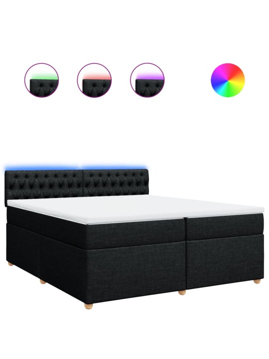 Box spring postel s matrací černá 200x200 cm textil