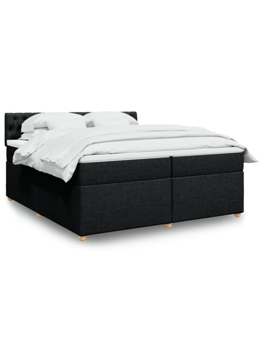 Box spring postel s matrací černá 200x200 cm textil