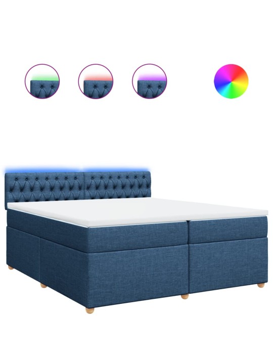 Box spring postel s matrací modrá 200x200 cm textil