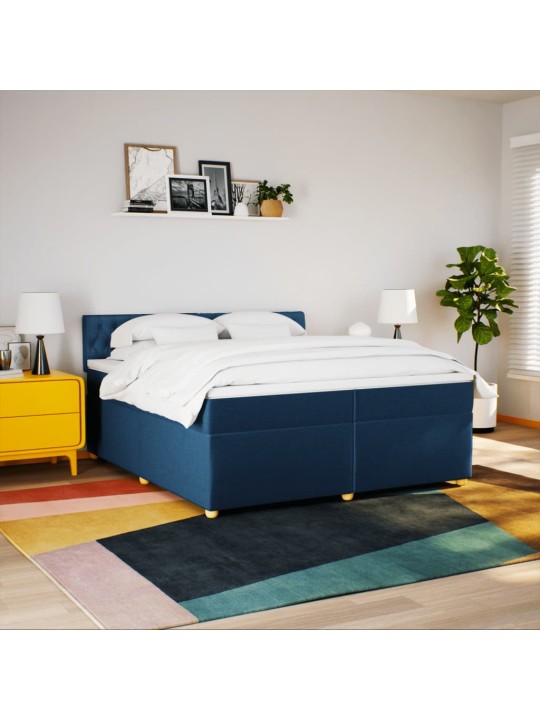 Box spring postel s matrací modrá 200x200 cm textil