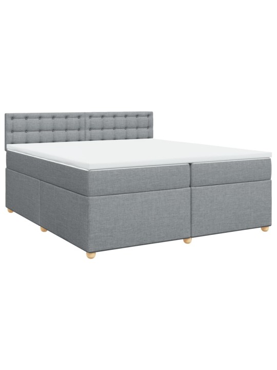 Box spring postel s matrací světle šedá 200 x 200 cm textil