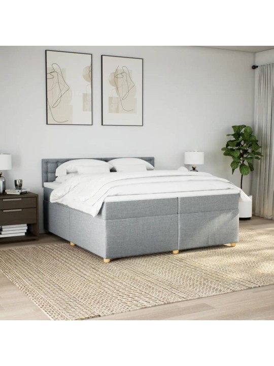 Box spring postel s matrací světle šedá 200 x 200 cm textil
