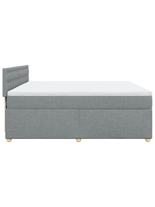 Box spring postel s matrací světle šedá 200 x 200 cm textil