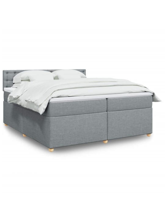 Box spring postel s matrací světle šedá 200 x 200 cm textil