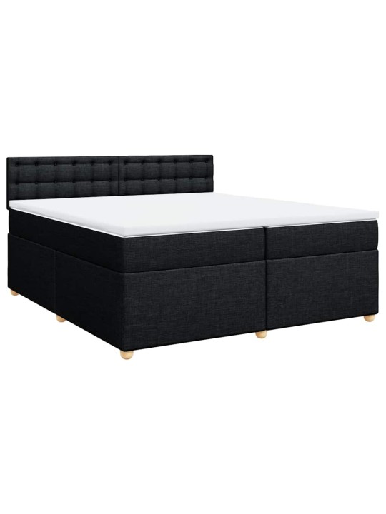 Box spring postel s matrací černá 200x200 cm textil