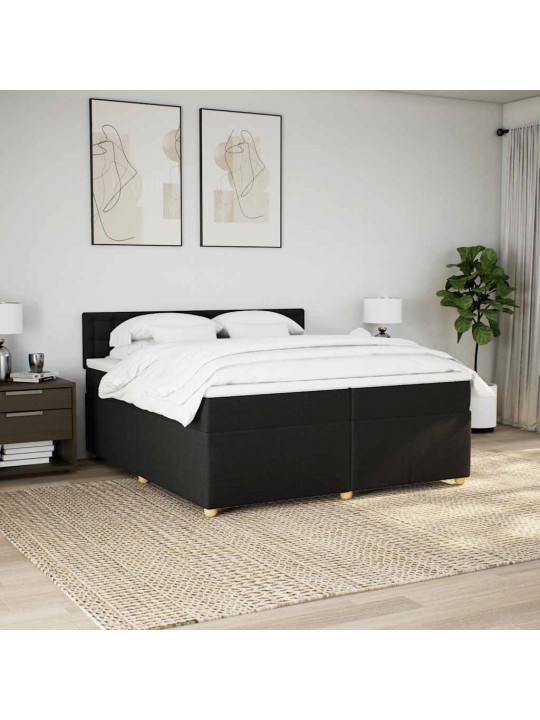 Box spring postel s matrací černá 200x200 cm textil