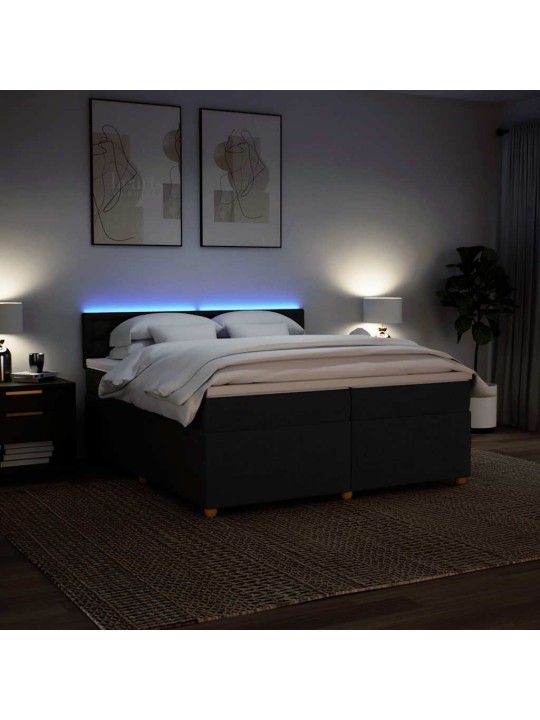 Box spring postel s matrací černá 200x200 cm textil