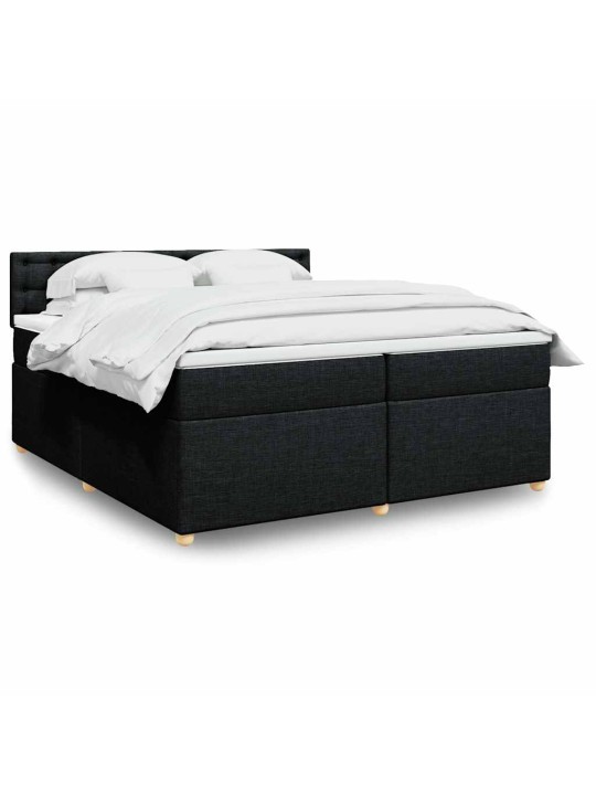 Box spring postel s matrací černá 200x200 cm textil