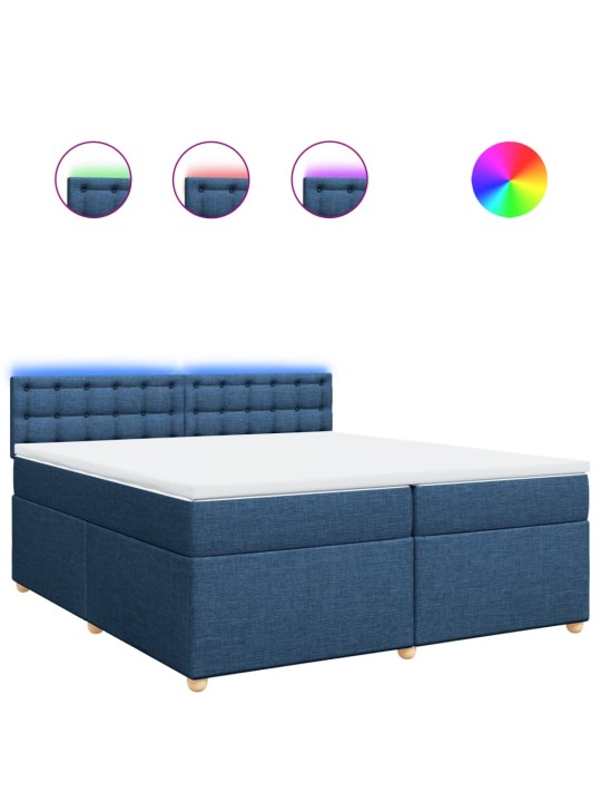 Box spring postel s matrací modrá 200x200 cm textil