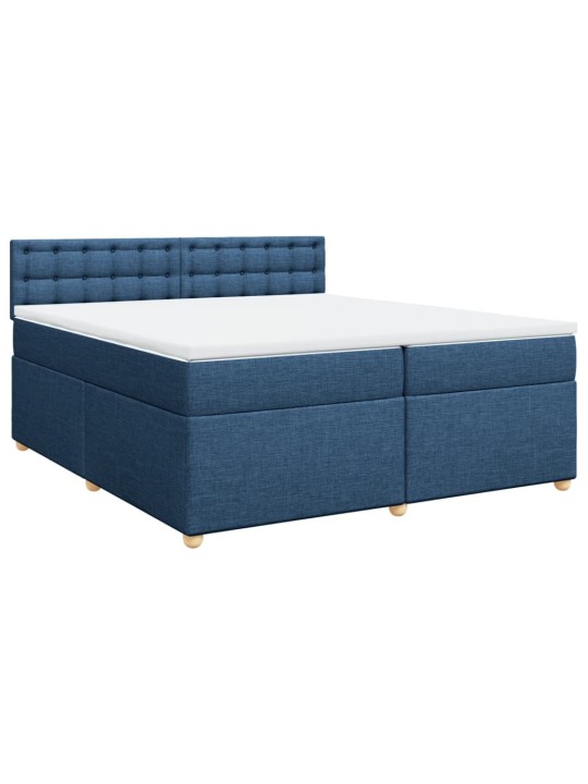 Box spring postel s matrací modrá 200x200 cm textil