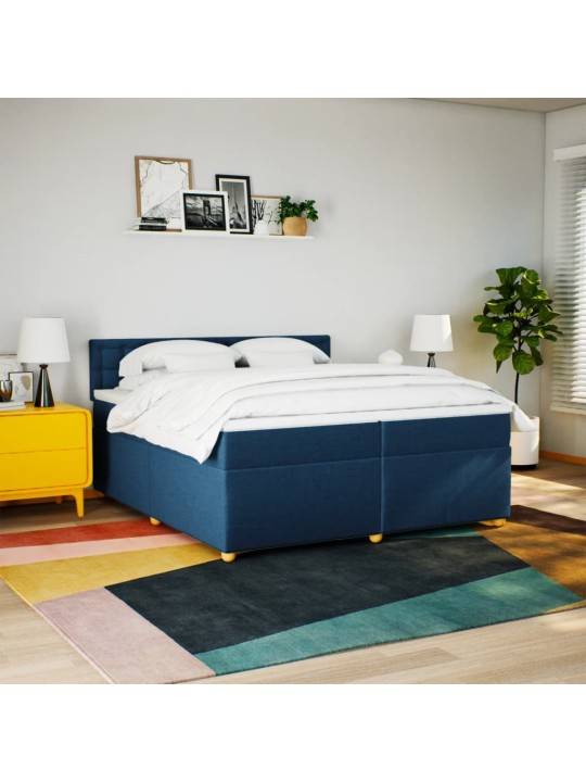 Box spring postel s matrací modrá 200x200 cm textil