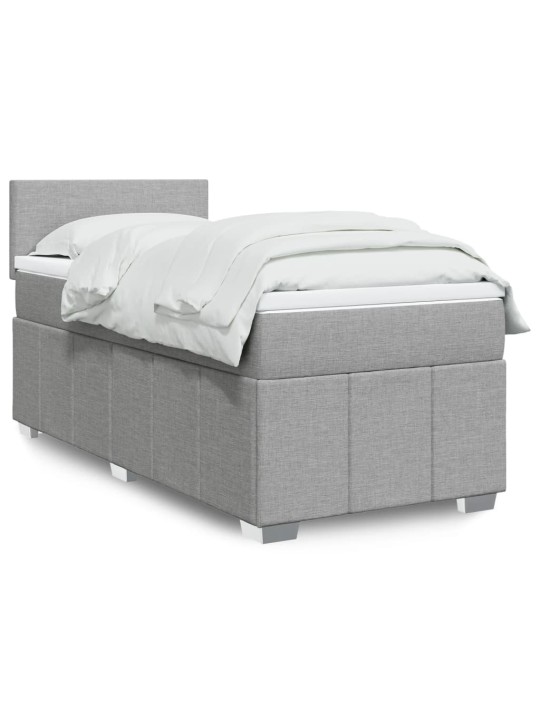 Box spring postel s matrací světle šedá 80 x 200 cm textil