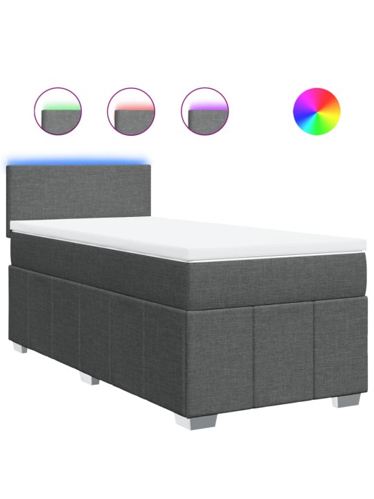 Box spring postel s matrací tmavě šedá 80 x 200 cm textil