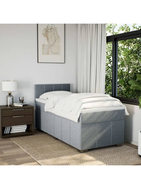 Box spring postel s matrací světle šedá 80 x 200 cm textil
