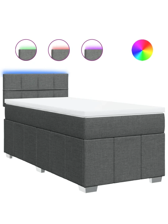 Box spring postel s matrací tmavě šedá 80 x 200 cm textil