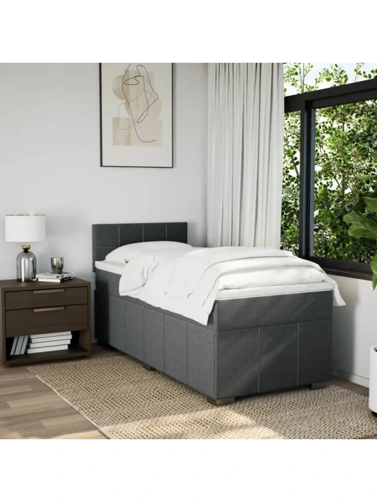 Box spring postel s matrací tmavě šedá 80 x 200 cm textil