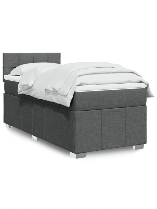 Box spring postel s matrací tmavě šedá 80 x 200 cm textil