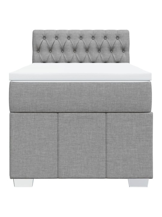 Box spring postel s matrací světle šedá 80 x 200 cm textil