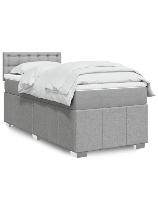 Box spring postel s matrací světle šedá 80 x 200 cm textil