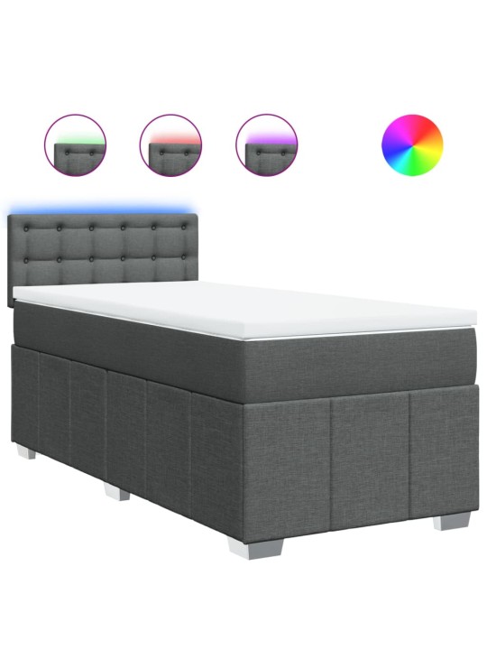 Box spring postel s matrací tmavě šedá 80 x 200 cm textil