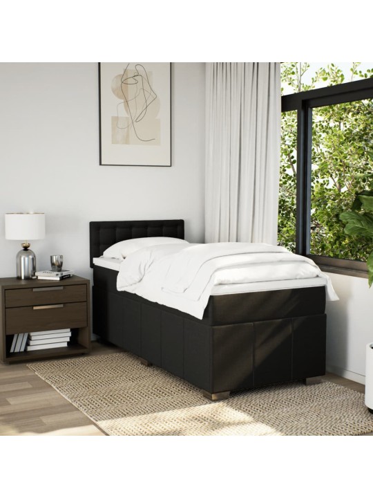 Box spring postel s matrací černá 80 x 200 cm textil