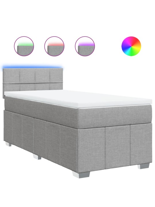 Box spring postel s matrací světle šedá 90x190 cm textil