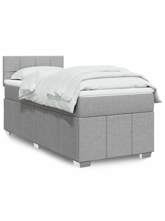 Box spring postel s matrací světle šedá 90x190 cm textil