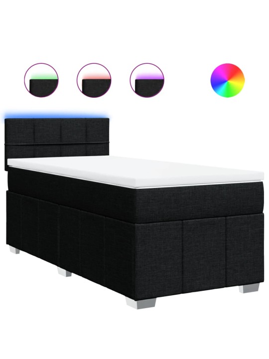 Box spring postel s matrací černá 90x190 cm textil
