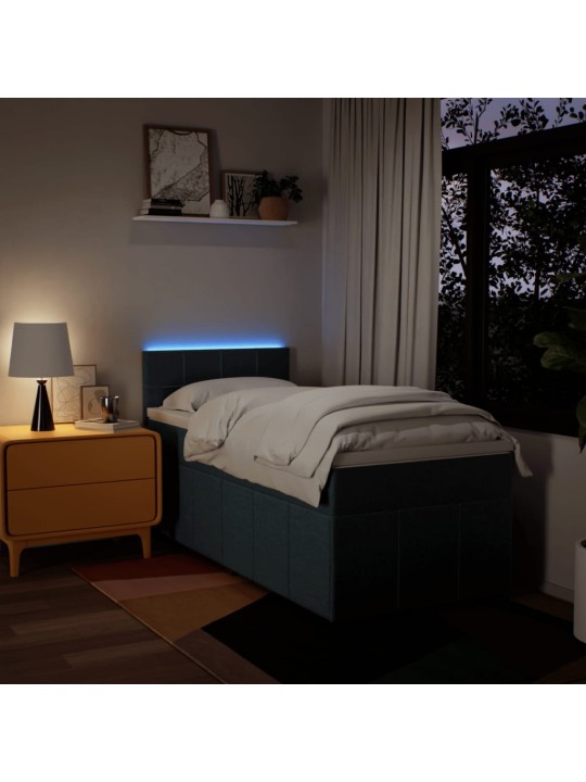 Box spring postel s matrací modrá 90x190 cm textil