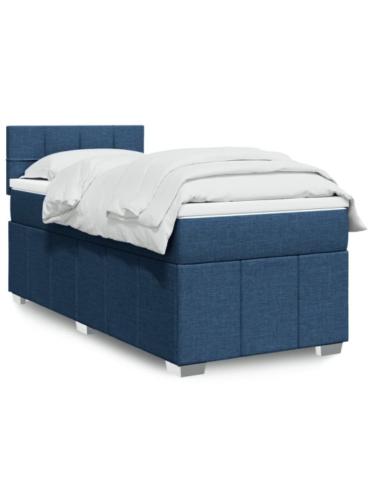 Box spring postel s matrací modrá 90x190 cm textil