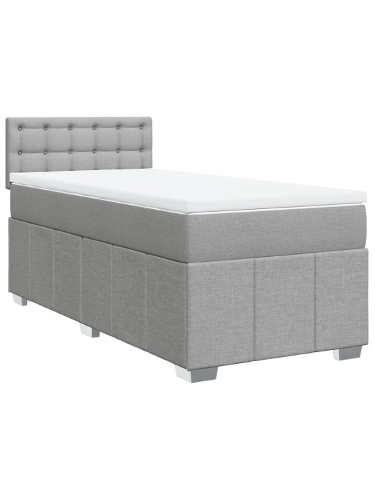 Box spring postel s matrací světle šedá 90x190 cm textil