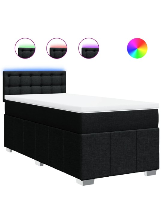 Box spring postel s matrací černá 90x190 cm textil