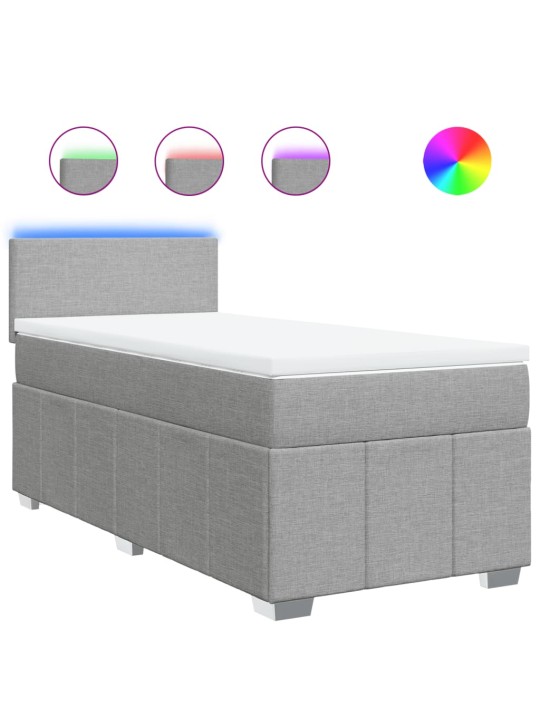 Box spring postel s matrací světle šedá 90x200 cm textil
