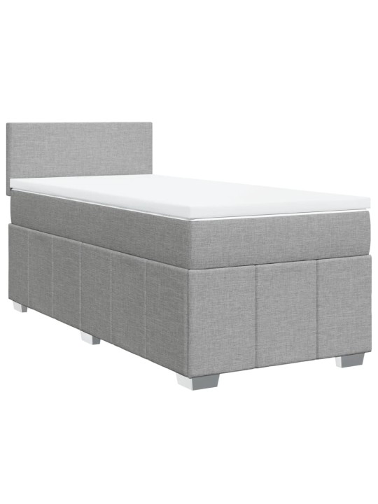 Box spring postel s matrací světle šedá 90x200 cm textil