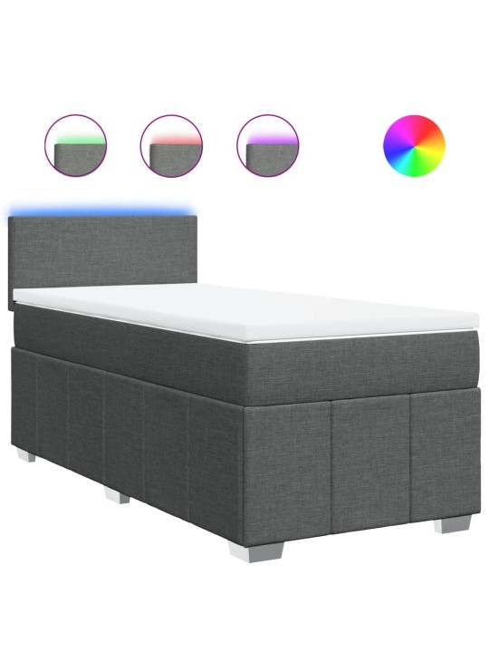 Box spring postel s matrací tmavě šedá 90x200 cm textil