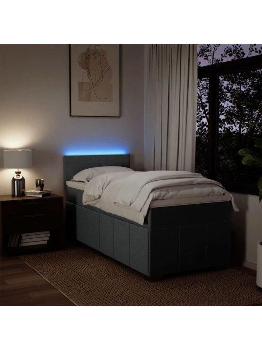 Box spring postel s matrací tmavě šedá 90x200 cm textil