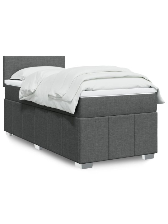 Box spring postel s matrací tmavě šedá 90x200 cm textil