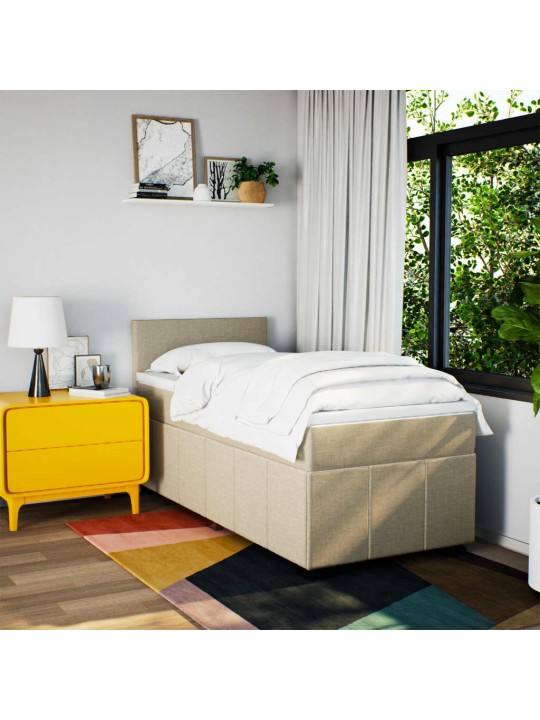 Box spring postel s matrací taupe 90x200 cm textil