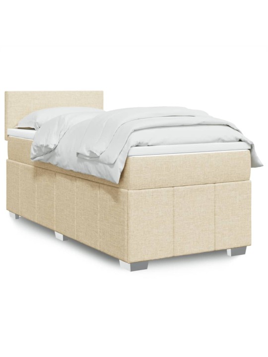 Box spring postel s matrací krémová 90x200 cm textil