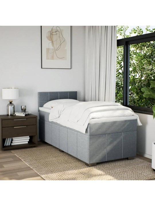 Box spring postel s matrací světle šedá 90x200 cm textil